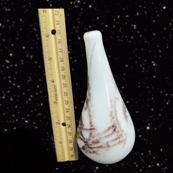 Art Glass Vase Hand Made Glass Signed By Artist White With Swirls Abstract 6”T - Picture 10 of 16